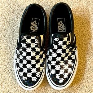 New Super Fun Black& White Vans with Reversible Sequins!